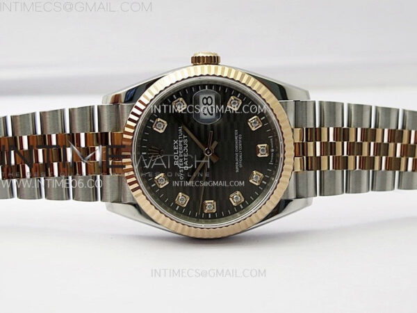DateJust 36 SS 126231 904L SS/RG VSF 1:1 Best Edition Gray Fluted Dial Diamonds Markers on Jubilee Bracelet VS3235 - Image 3
