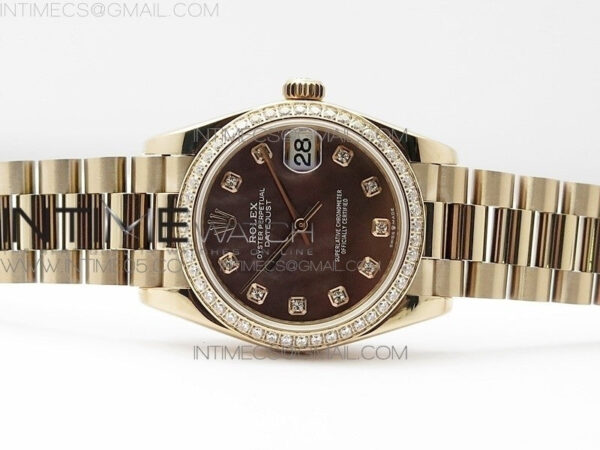 Datejust 31mm 278275 RG BP Best Edition Dia Bezel Brown Roman Crystal Markers Dial on RG President Bracelet - Image 3