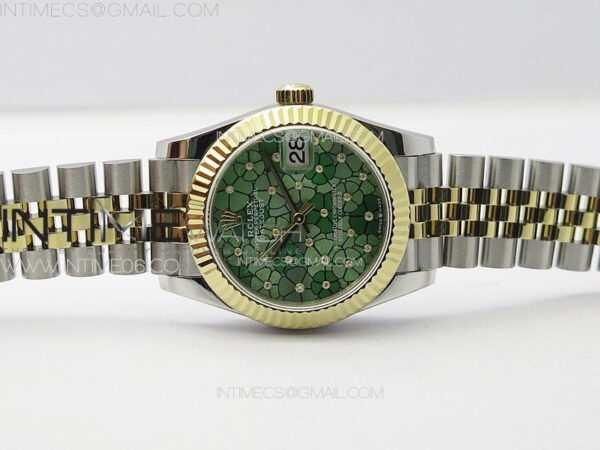 DateJust 31mm 278274 904L SS/YG GMF Best Edition Green Flowers Crystals Dial on 904L SS/YG Jubilee Bracelet A2824 - Image 3
