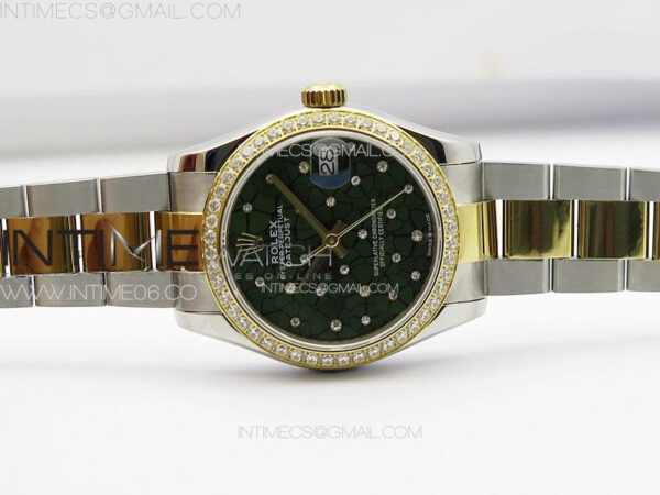 DateJust 31mm 72610 Crystals Bezel SS/YG APSF Best Edition Blue Flowers Crystals Dial on Oyster Bracelet A2824 - Image 3