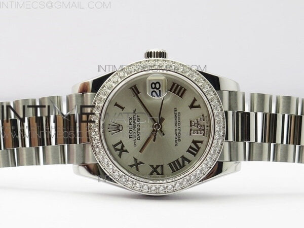 Datejust 31mm 278275 SS Crystals bezel BP Best Edition Silver Roman Markers Dial(@6 Crystal Marker) on SS President Bracelet - Image 2