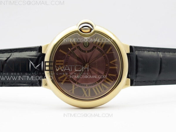 Ballon Bleu 42mm RG K3F 1:1 Best Edition Brown Texture Dial on Brown Leather Strap A2824 - Image 3