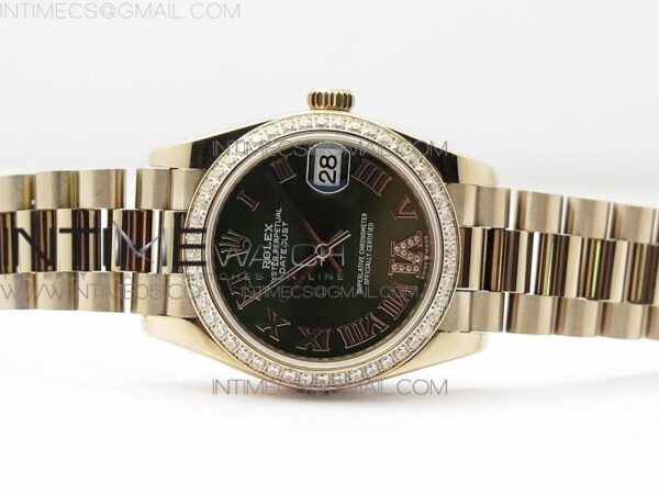 Datejust 31mm 278275 RG Dia Bezel BP Best Edition Green Roman Markers Dial @6 Dia on RG President Bracelet - Image 2