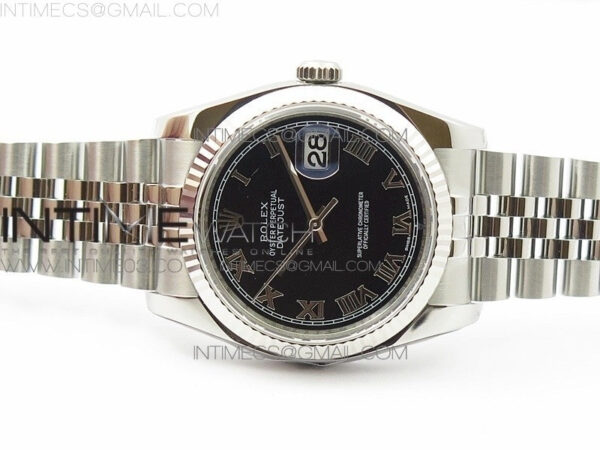 DateJust 36 116234 SS V2 904L ARF 1:1 Best Edition Black Dial Roman Markers on 904L SS Jubilee Bracelet SH3135 - Image 3