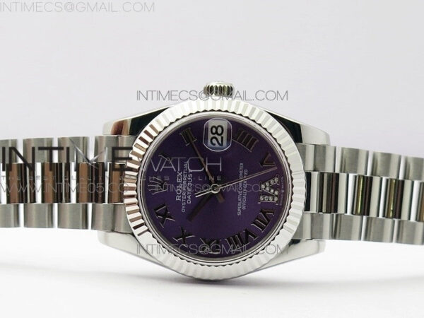 Datejust 31mm 278275 SS BP Best Edition Purple Roman Markers Dial(@6 Crystal Makrer) on SS President Bracelet - Image 3