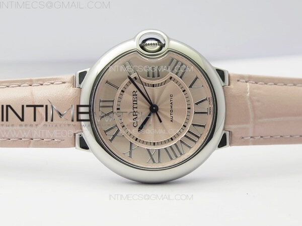Ballon Bleu 36mm SS K3F 1:1 Best Edition Pink Textured Dial on Pink Leather Strap A076 - Image 3