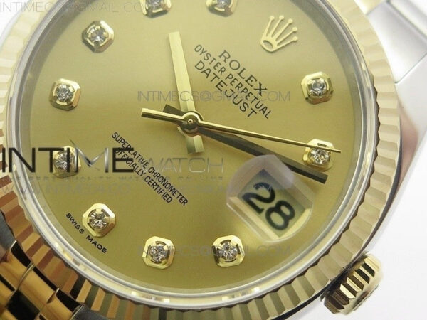 DateJust 36 SS/YG 116233 ARF 1:1 Best Edition 904L Steel Gold Dial Diamonds Markers on Jubilee Bracelet SH3135 V2 - Image 3