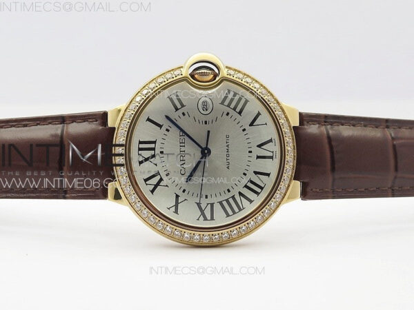 Ballon White 42mm Double Diamonds Bezel RG K3F 1:1 Best Edition White Texture Dial on Black Leather Strap A2824 - Image 3