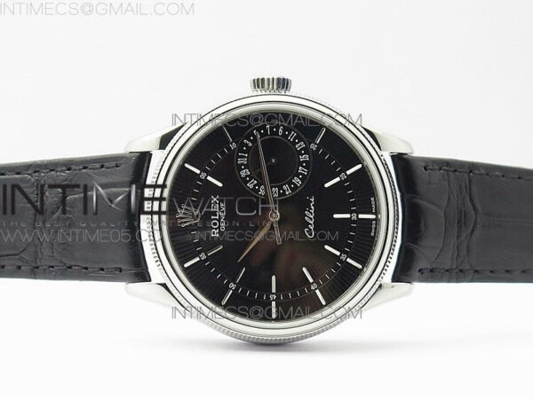 Cellini 50519 Real Date SS BP Best Edition Black Dial Sticks Markers on Black Leather Strap SA3165 - Image 3