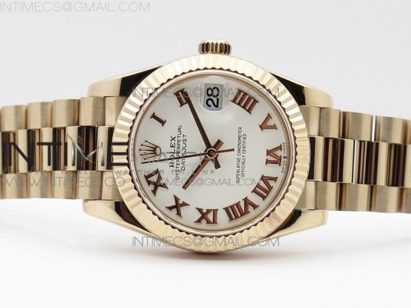 Datejust 31mm 278275 RG BP Best Edition White Roman Markers Dial on RG President Bracelet - Image 3