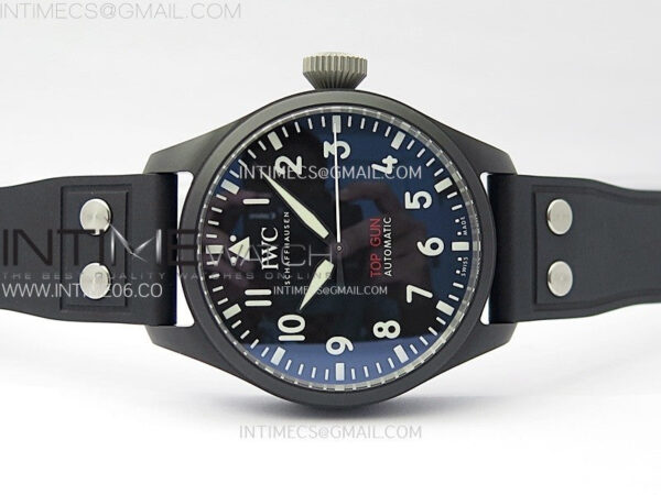 Big Pilot IW329801 Real Ceramic M+F 1:1 Best Edition Black Dial on Black Rubber Strap SEIKO 8N-24 - Image 3