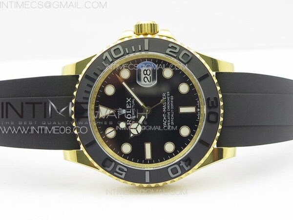 Yacht-Master 126655 YG 3EF 1:1 Best Edition 3D Black Ceramic Bezel on Black Rubber Strap VR3235 - Image 3