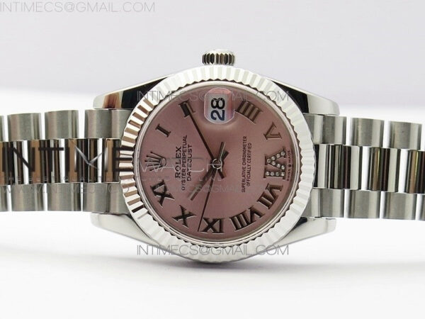 Datejust 31mm 278275 SS BP Best Edition Pink Roman Markers Dial(@6 Crystal Makrer) on SS President Bracelet - Image 4