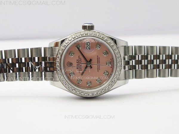 Datejust 28mm 279179 SS/Crystals APSF Best Edition Pink Dial Crystals Markers on SS Jubilee Bracelet NH05 - Image 3