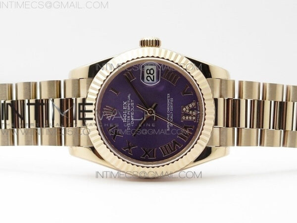 Datejust 31mm 278275 RG BP Best Edition Purple Roman Markers Dial @6 Dia on RG President Bracelet - Image 3