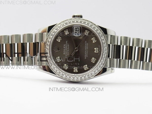 Datejust 31mm 278275 SS Crystal bezel BP Best Edition Gray Dial(@6 Crystal Marker) on SS President Bracelet - Image 3