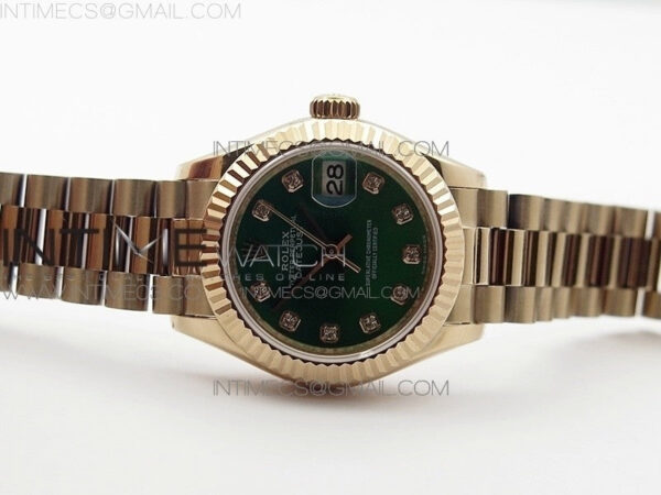 DateJust 28mm RG Diamond Bezel BP Best Edition Green Dial on RG Bracelet ETA2671 - Image 3