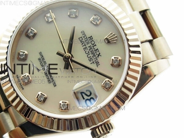 Datejust 31mm 278275 RG BP Best Edition White MOP Crystal Markers Dial on RG President Bracelet - Image 3