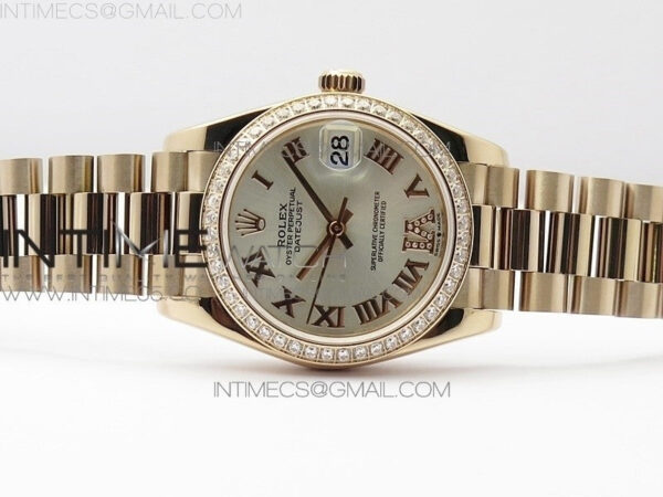 Datejust 31mm 278275 RG Dia Bezel BP Best Edition Silver Roman Markers Dial @6 Dia on RG President Bracelet - Image 3
