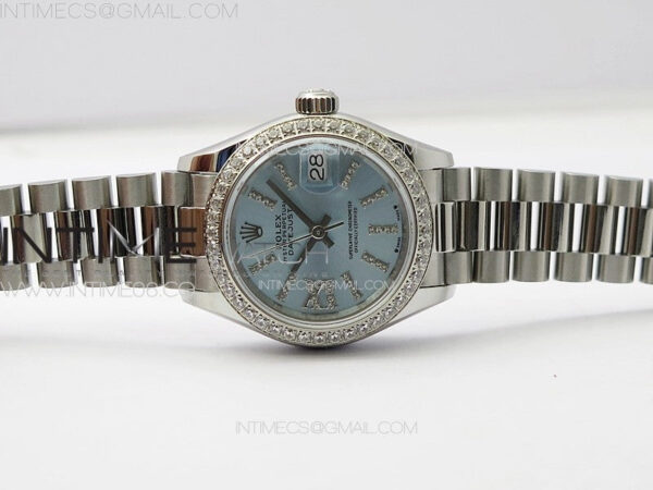 Datejust 28mm 279179 SS/Crystals APSF Best Edition Ice Blue Dial Sticks Crystals Markers on SS President Bracelet NH05 - Image 3