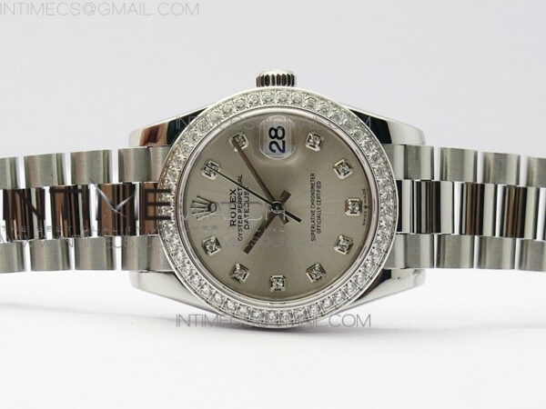 Datejust 31mm 278275 SS Crystal bezel BP Best Edition Silver Dial(@6 Crystal Marker) on SS President Bracelet - Image 3