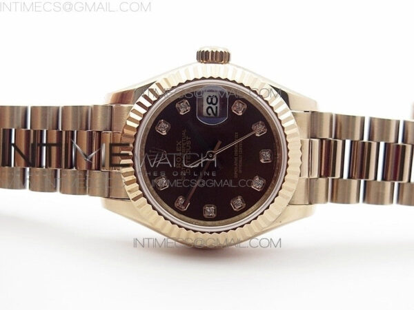 DateJust 28mm RG Diamond Bezel BP Best Edition Brown Dial on RG Bracelet ETA2671 - Image 4