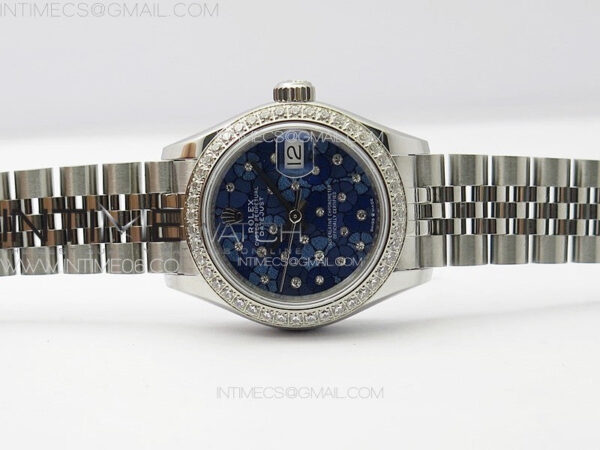 Datejust 28mm 279179 SS/Crystals APSF Best Edition Blue Flowers Dial on SS Jubilee Bracelet NH05 - Image 3