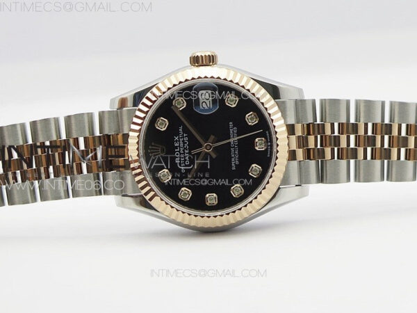 DateJust 31mm 178271 SS/RG APSF Best Edition Black Dial Crystal Markers on Jubilee Bracelet A2824 - Image 3