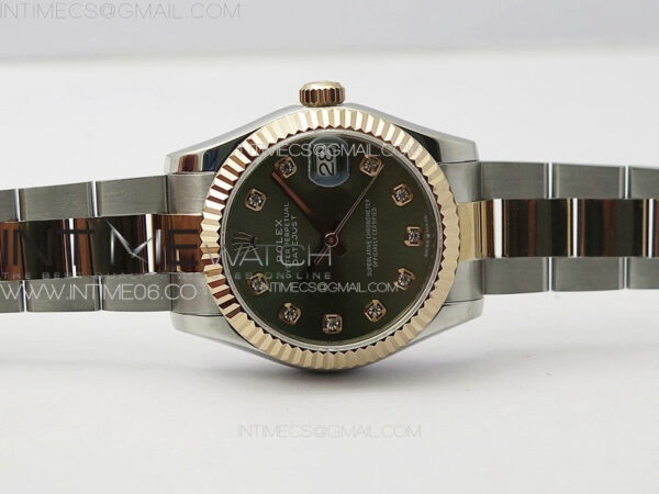 DateJust 31mm 72610 SS/RG APSF Best Edition Green Dial Crystals Markers on Oyster Bracelet A2824 - Image 3