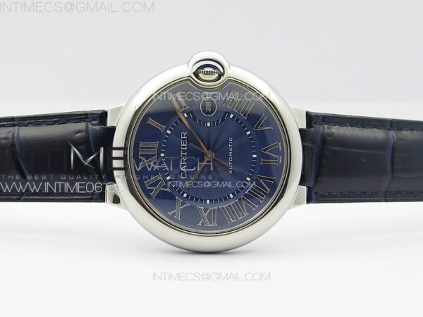Ballon Bleu 42mm SS K3F 1:1 Best Edition Blue Texture Dial on Blue Leather Strap A2824 - Image 3
