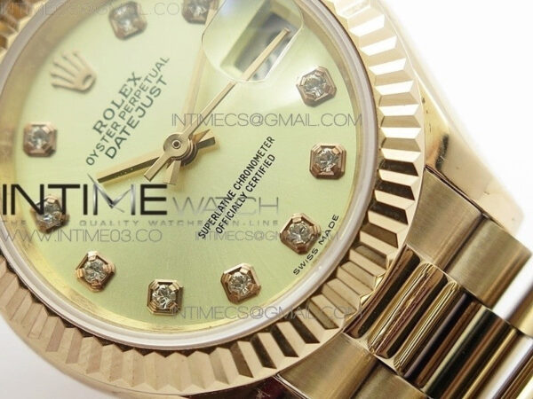 DateJust 28mm RG Diamond Bezel BP Best Edition White Rose gold Dial on RG Bracelet ETA2671 - Image 2