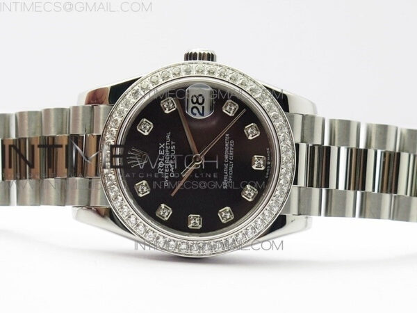 Datejust 31mm 278275 SS Crystal bezel BP Best Edition Gray MOP Dial(@6 Crystal Marker) on SS President Bracelet - Image 3