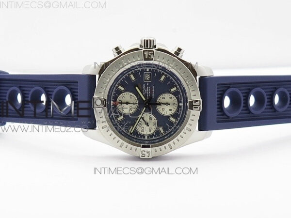 Challenger Chronograph SS Blue Dial on Rubber Strap A7750 (Free rubber strap) - Image 3