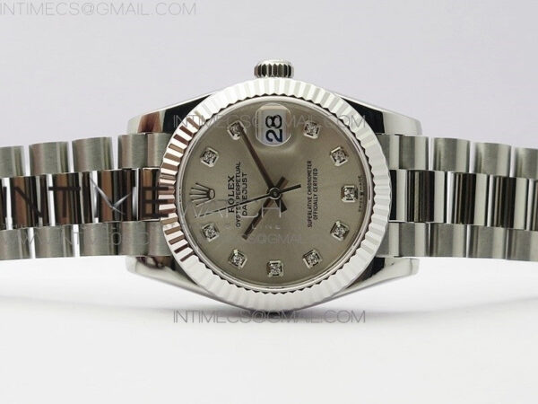 Datejust 31mm 278275 SS BP Best Edition Silver Crystals Markers Dial on RG President Bracelet - Image 3