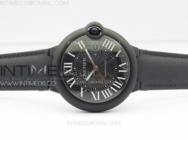 Ballon Bleu 42mm DLC K3F 1:1 Best Edition Black Texture Dial on Black Leather Strap A2824 - Image 3