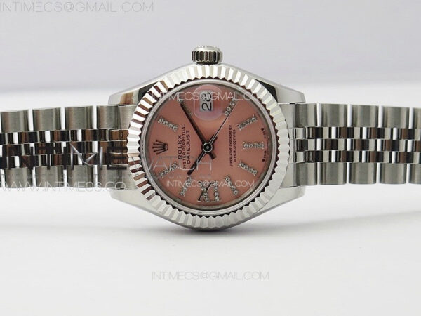 Datejust 28mm 279179 SS APSF Best Edition Pink Dial Sticks Crystals Markers on SS Jubilee Bracelet NH05 - Image 3