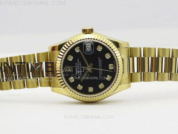 DateJust 31mm 178271 YG APSF Best Edition Black Dial Crystal Markers on President Bracelet A2824 - Image 3