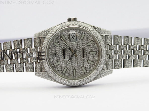 DateJust 41 126334 Full Paved Diamonds BP Best Edition Diamonds Dial Stick Markers on Jubilee Bracelet A2824 - Image 3