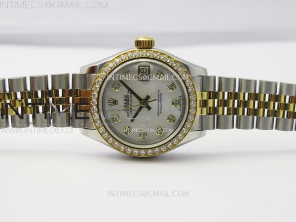 Datejust 28mm 279173 Crystals Bezel SS/YG APSF Best Edition Green Dial Crystals Markers on Jubilee Bracelet NH05 - Image 3