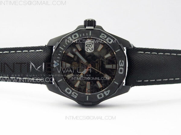 Aquaracer Calibre 5 PVD 41mm TARF 1:1 Best Edition Carbon/RG Dial on Black Nylon Strap SW200 - Image 3