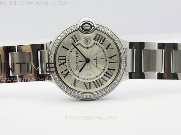 Ballon Bleu 42mm Diamonds Bezel SS K3F 1:1 Best Edition White Texture Dial on SS Bracelet A2824 - Image 3