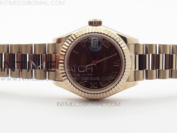 DateJust 28mm RG Diamond Bezel BP Best Edition Brown Dial Roman Markers on RG Bracelet ETA2671 - Image 3