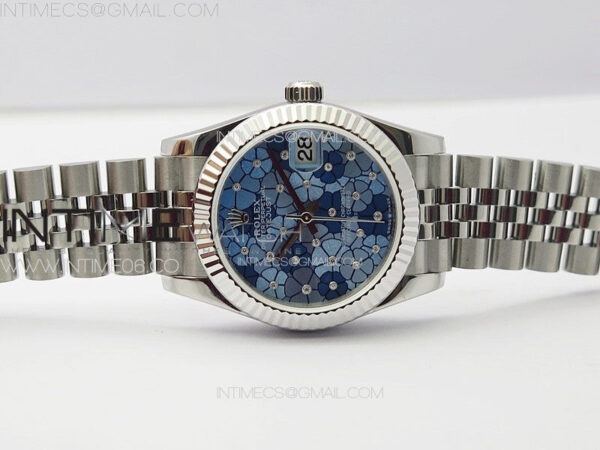 DateJust 31mm 278274 904L SS GMF Best Edition Blue Flowers Crystals Dial on 904L Jubilee Bracelet A2824 - Image 3