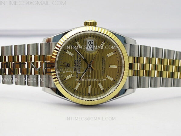 DateJust 36 SS 126233 904L SS/YG VSF 1:1 Best Edition Gold Fluted Dial Sticks Markers on Jubilee Bracelet VS3235 - Image 3