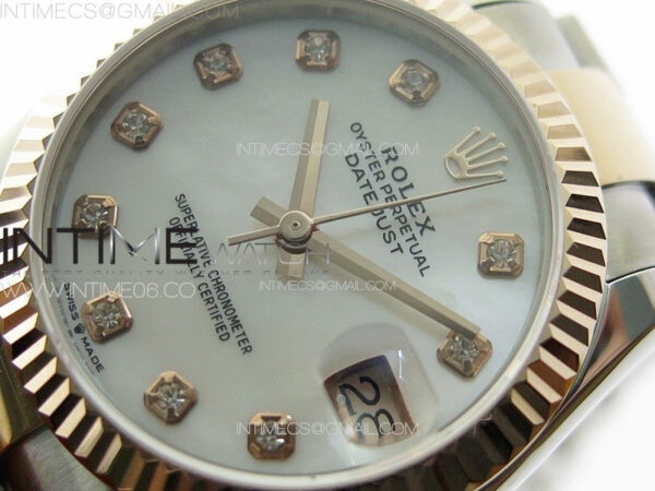 DateJust 31mm 72610 SS/RG APSF Best Edition White MOP Dial Crystals Markers on Oyster Bracelet A2824 - Image 4