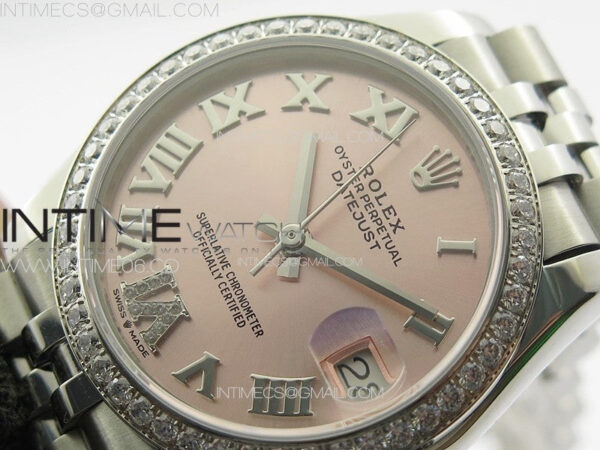 DateJust 31mm 178271 SS Crystal Bezel APSF Best Edition Pink Dial Roman Markers on Jubilee Bracelet A2824 - Image 4