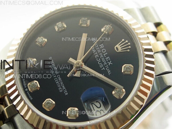 DateJust 31mm 178271 SS/RG APSF Best Edition Black Dial Crystal Markers on Jubilee Bracelet A2824 - Image 4