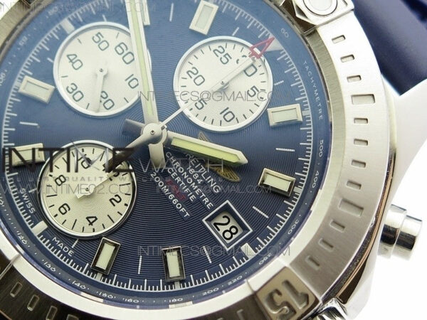 Challenger Chronograph SS Blue Dial on Rubber Strap A7750 (Free rubber strap) - Image 4
