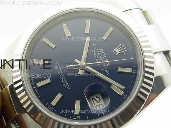 DateJust 41 126334 Clean 1:1 Best Edition 904L Steel Blue Stick Dial on Oyster Bracelet VR3235 - Image 4