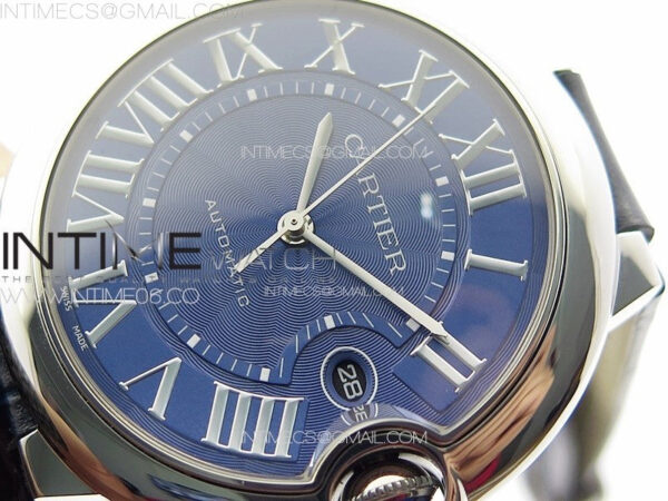 Ballon Bleu 42mm SS K3F 1:1 Best Edition Blue Texture Dial on Blue Leather Strap A2824 - Image 4